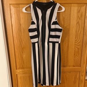 Monteau Black and White Striped Mini Dress